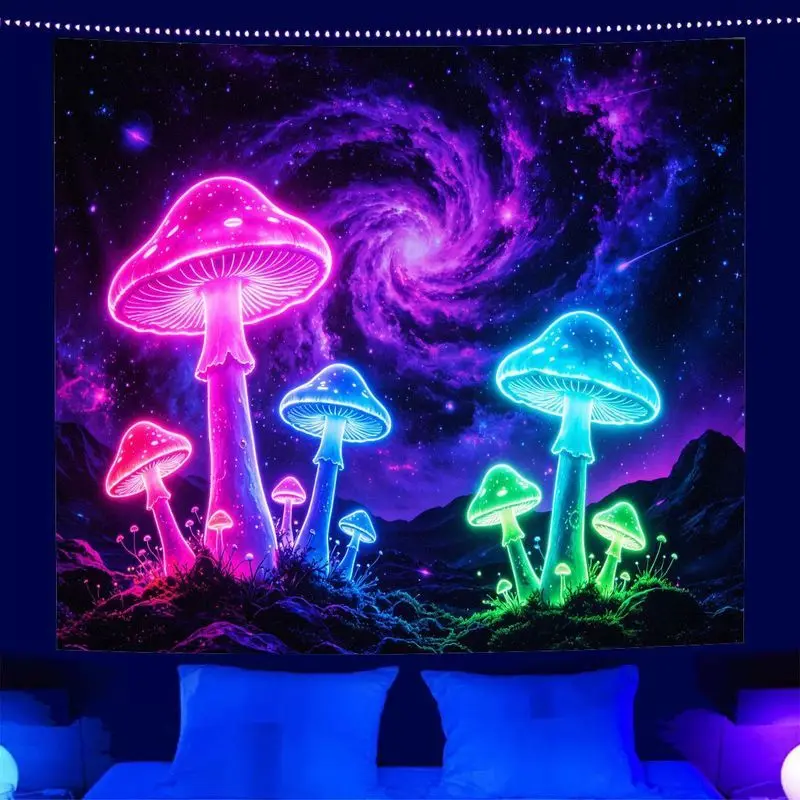VIKAMA Cyberpunk Mushroom Starry Sky Tapestry psychedelic Galaxy Background Wallpaper Esports Room Decoration Home Decoration
