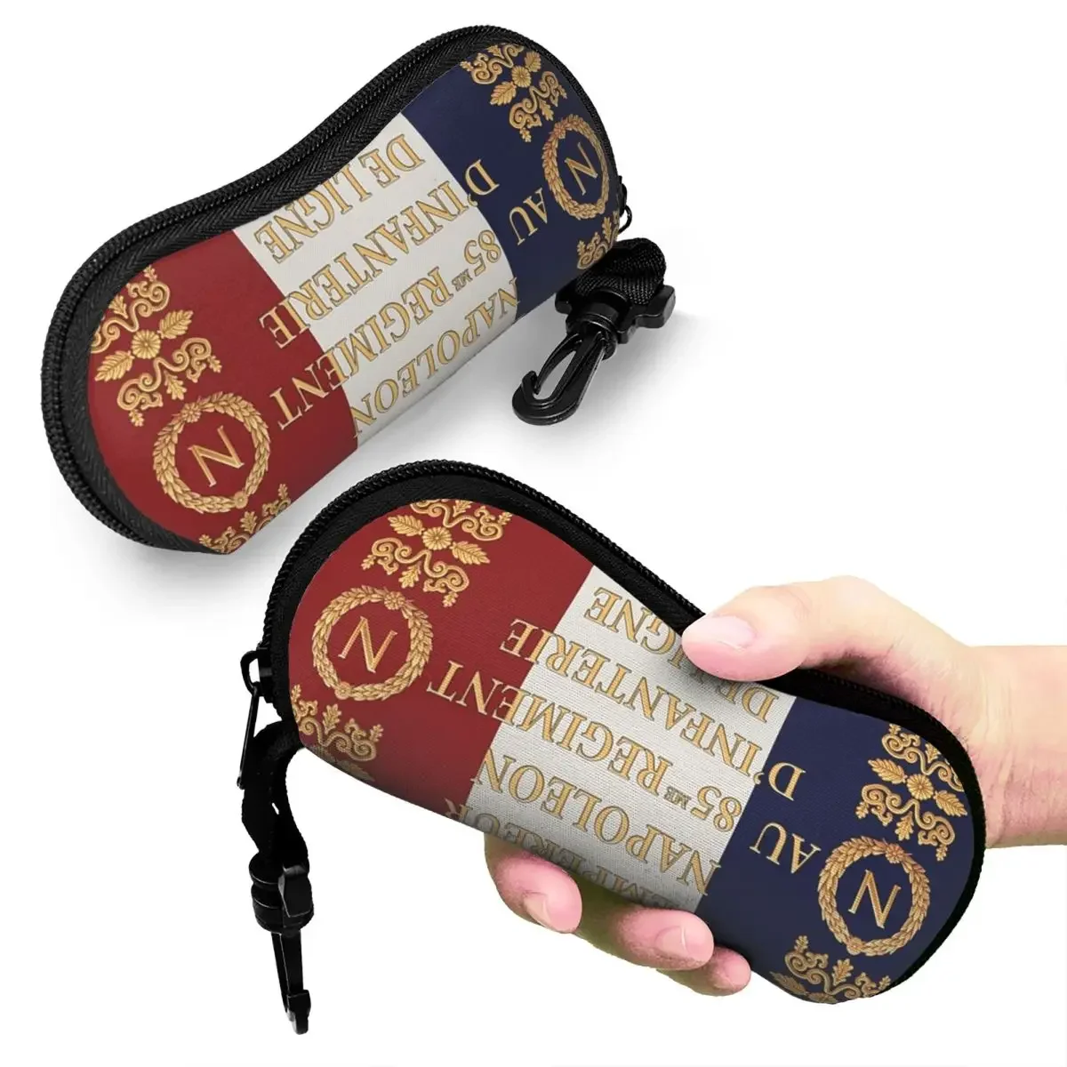 

Napoleonic French 85th Regimental Flag Shell Glasses Case Protective Sunglasses Box Women Men Soft Eyeglass Bag Pouch