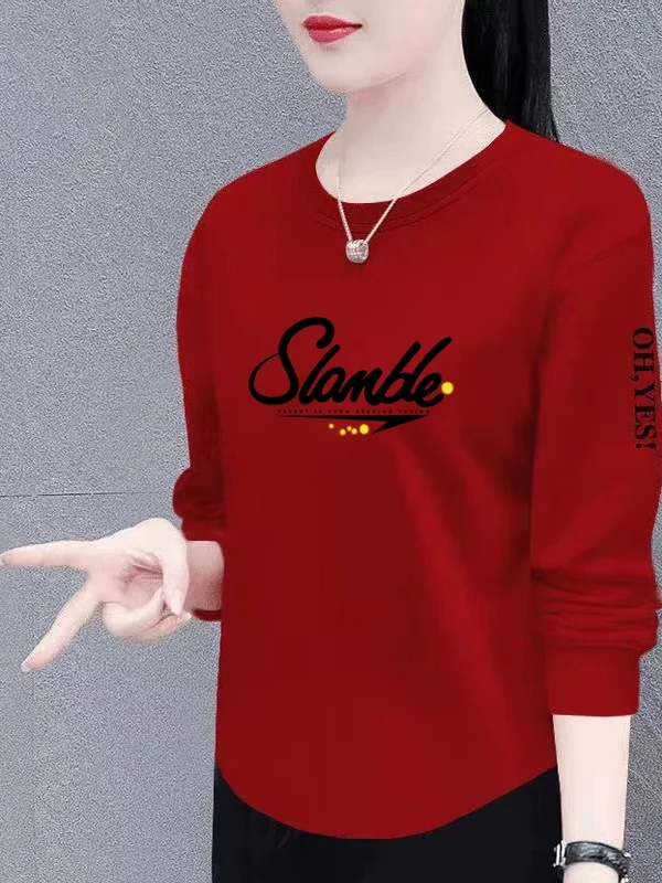 

Свободная женская футболка с длинным рукавом в стиле Mommy для женщин среднего возраста: модный, высококачественный топ, скрывающий недостатки фигуры