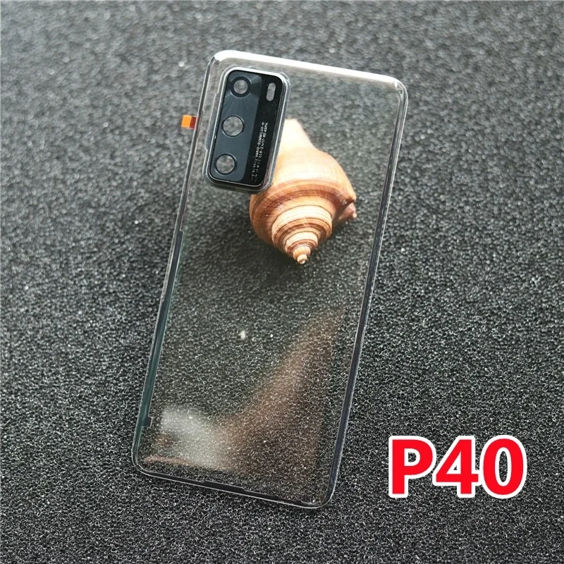 Transparent For Huawei P40/P40 Pro Back Battery Glass Back Cover with Camera Lens Frame Rear Door Housing Case Replacement Part