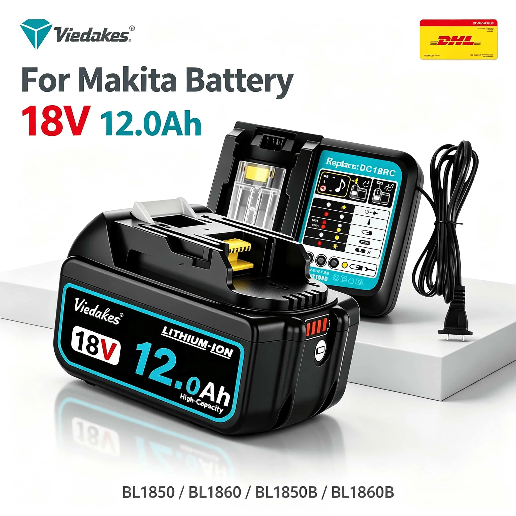 ✅12000mAh Li-ion Battery Cell For Makita 18V BL1850 BL1850B Suit DDF487 DTW285 Heavy Duty Drill Wrench Unit