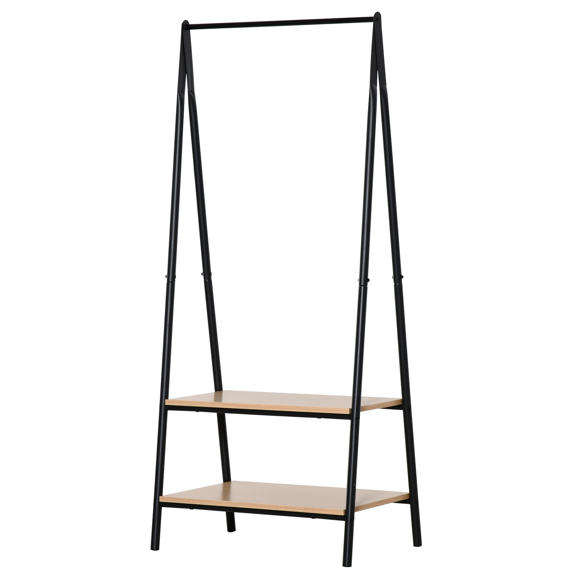 HOMCOM Perchero de Ropa con 2 Estantes Barra para Colgar 64x42,5x149 cm Negro
