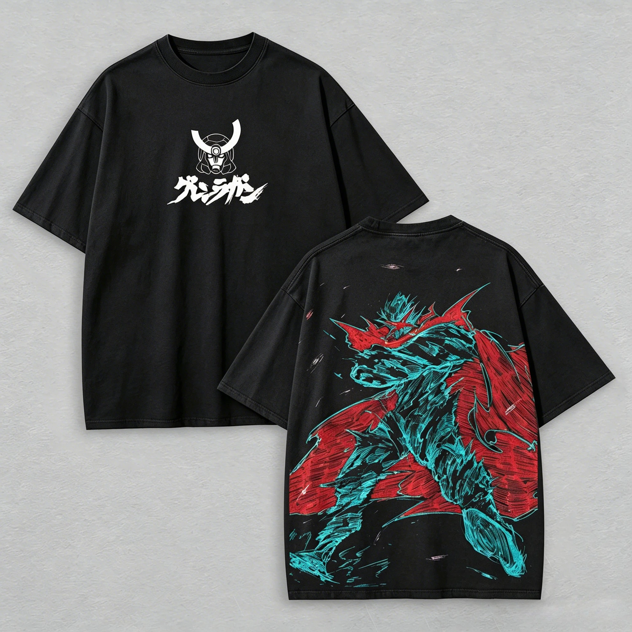 Camiseta Estampada Tengen Toppa Gurren Lagann, Unisex, de Algodón, Estilo Retro, Producto Popular de Anime Japonés, Ropa Urbana para Parejas