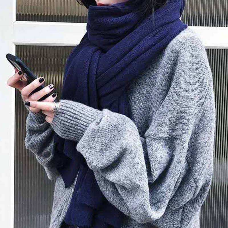 Herfst en winter meisjes zachte nek en heren effen kleur veelzijdige sjaal tweeërlei gebruik lange Koreaanse versie imitatie kasjmier warme sjaal