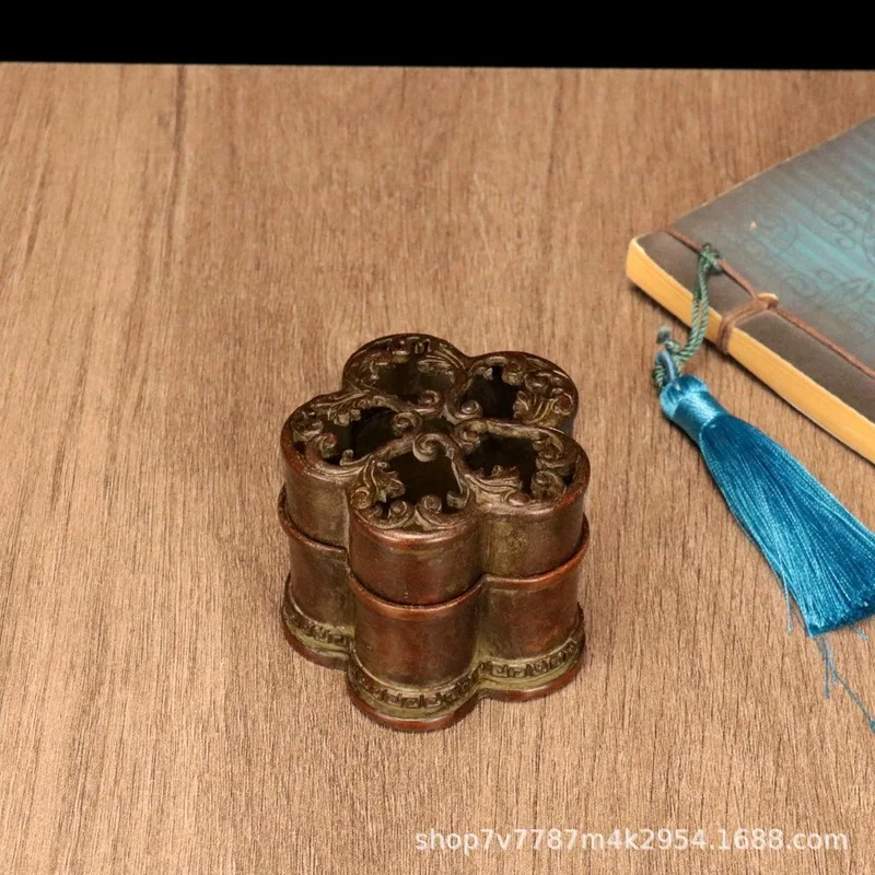 Brass alloy craft plum blossom incense burner home decoration ornament