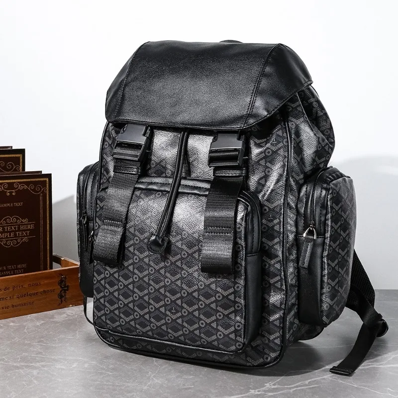 Luxury Design Men's Backpacks Large Capacity Travel Backpack For Men PU Leather Laptop Bag Backpack Male Student Schoolbags Bag