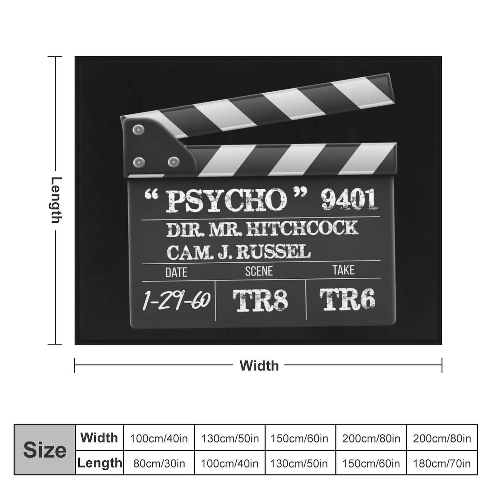 Alfred Hitchcock Pyscho clapperboard Throw Blanket Sofas decorative Luxury Designer Bed Fashionable Blankets