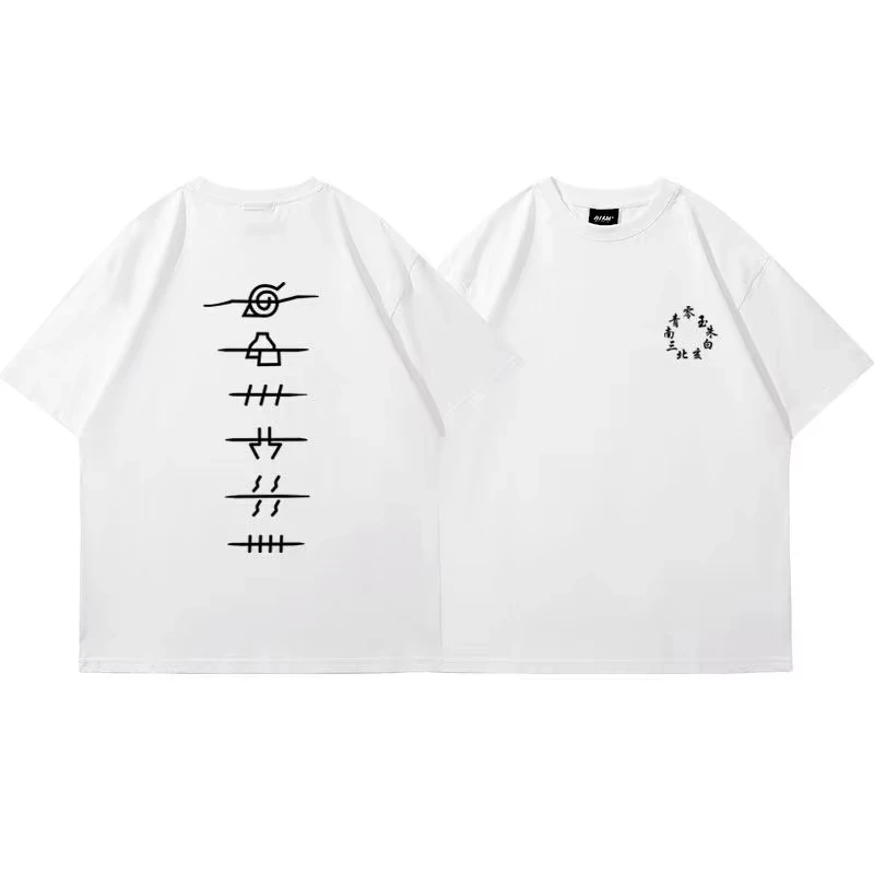 Summer New Naruto Akatsuki Summer T-Shirt Vintage Konohagakure Symbol Anime Graphic Premium Cotton Men Women and Kids Streetwear