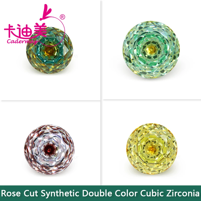 CADERMAY Eye Gemstone Round Shape Rose Cut Purple Cubic Zirconia Loose Stone Mixed Color For Fine Jewelry Making DIY