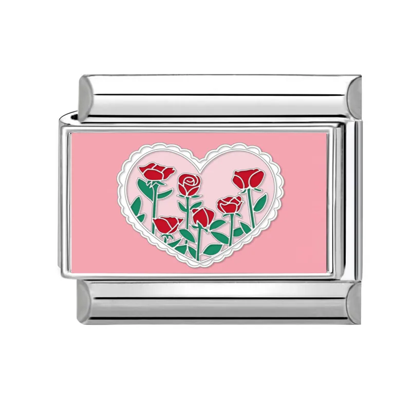 Sweet Pink Letter Cat Dog Puppy Flower Charm Italian Links Fit 9mm Bracelet Stainless Steel Women Men Making DIY Jewelry Gifts image 5