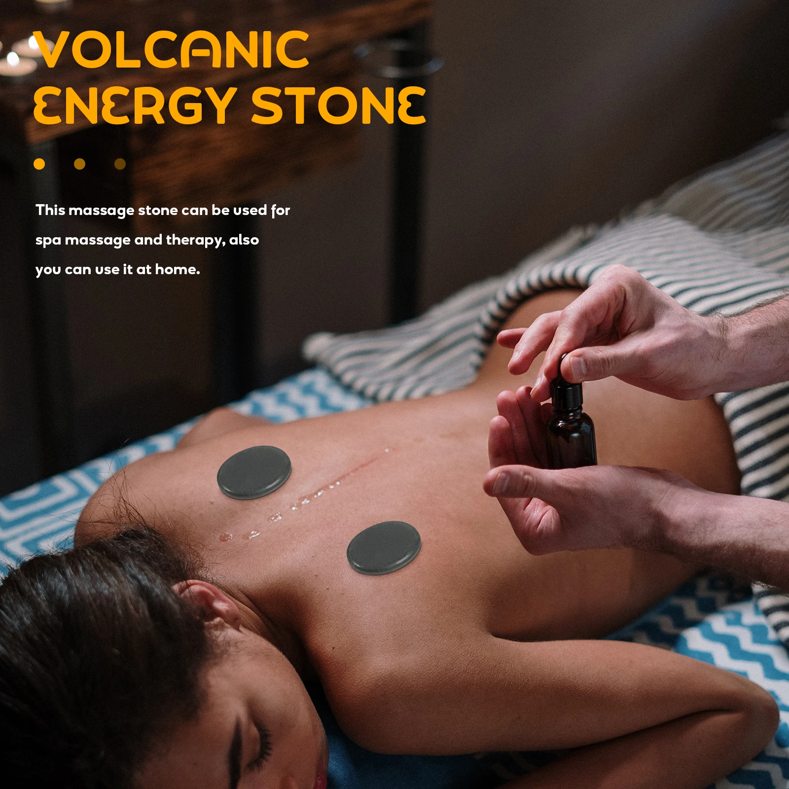 

6pcs Volcanic Stones Hot Massage Black Basalt Gems with Hole Absorbing Oil Smooth stones Spa Relaxation Foot Back Massager