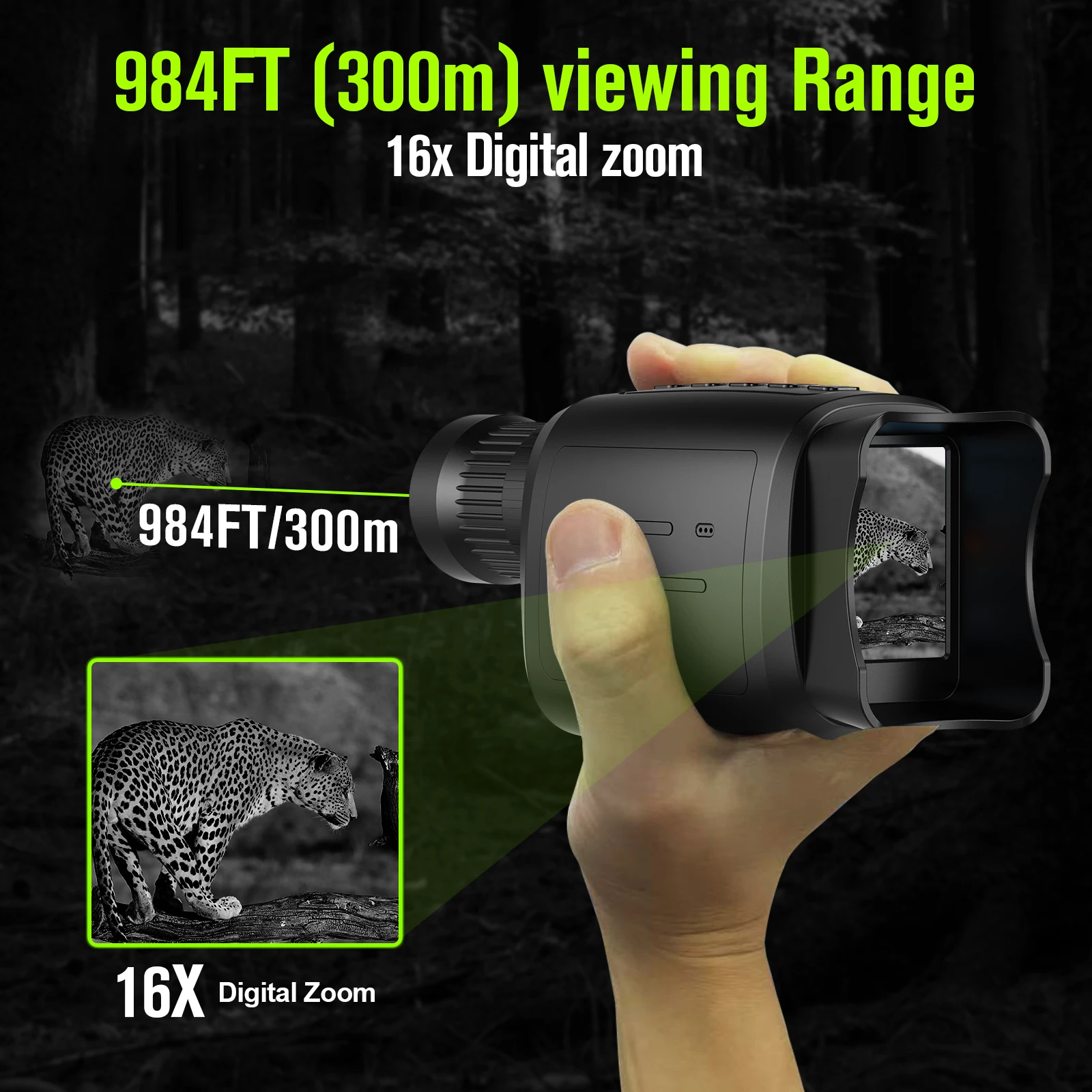 جهاز للرؤية الليلية 1080P HD كاميرا تعمل بالأشعة تحت الحمراء 5X ضوء رقمي التكبير تلسكوب الصيد البحث في الهواء الطلق الظلام الكامل 300 متر