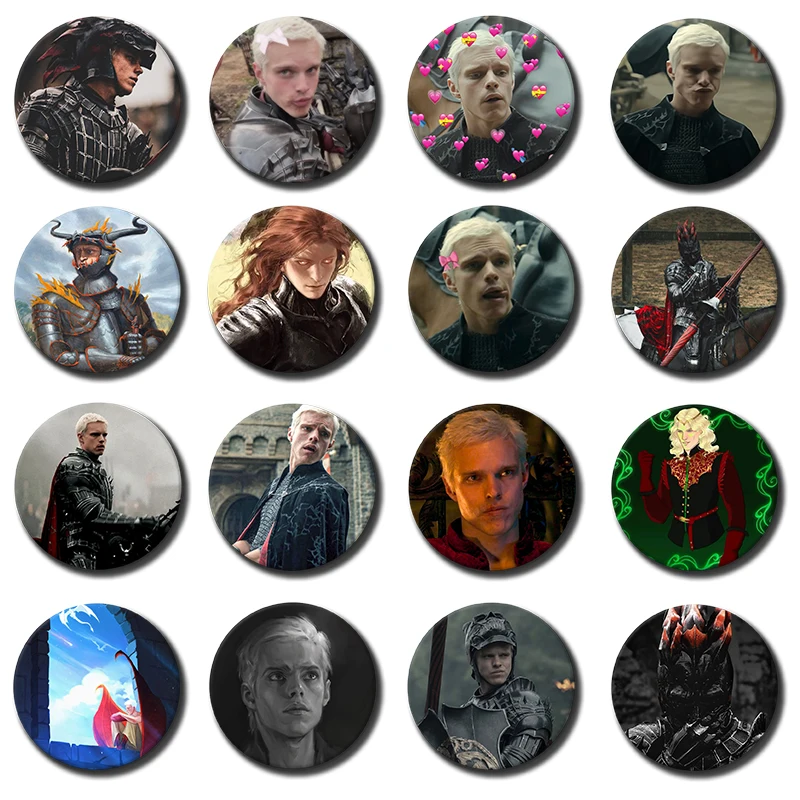 58mm 1PC A-Aerion T-Targaryen B-Brightflame Badge Creative Pins Brooch for Bag Clothes Hat Decor