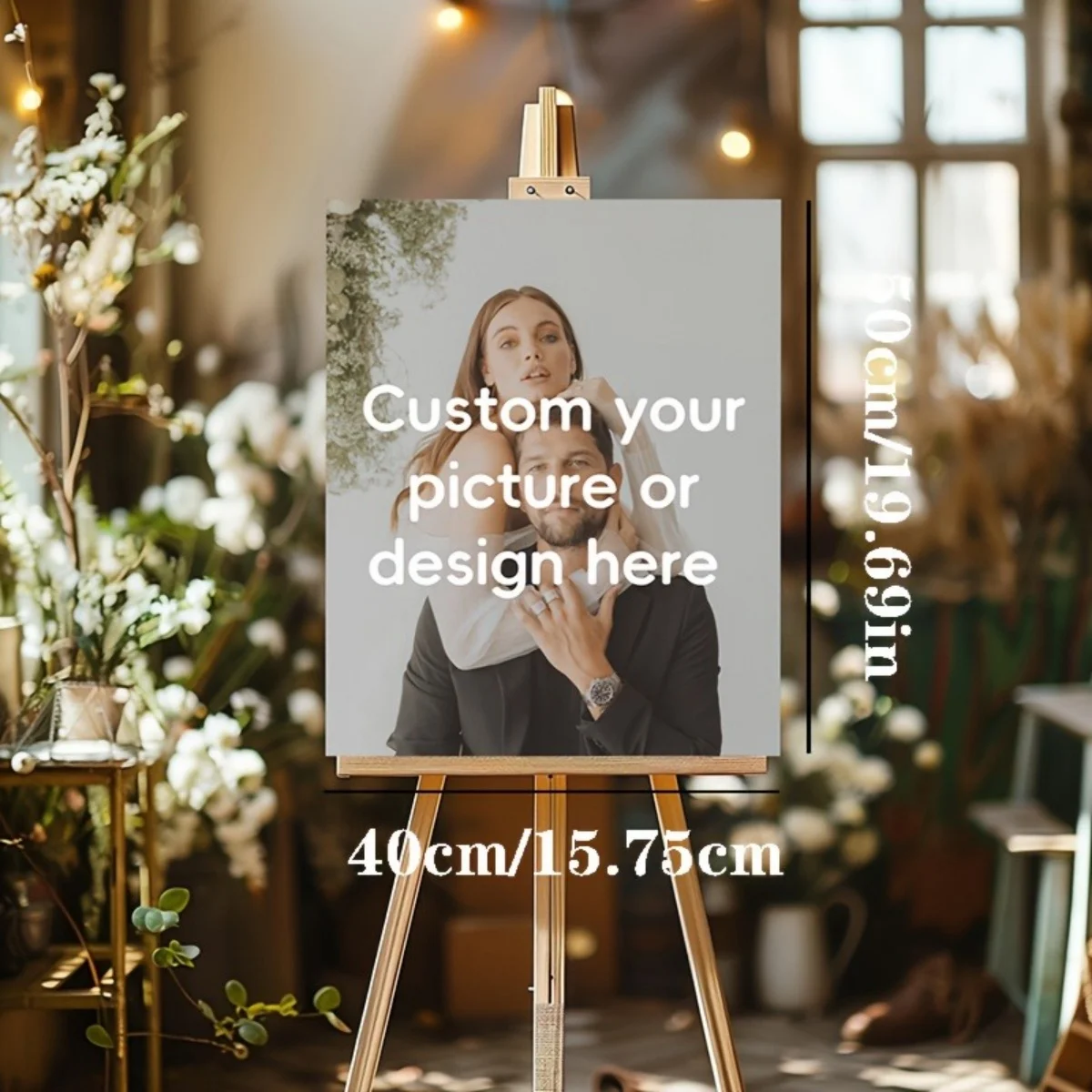 Customizable welcome display plaque made of durable material; suitable for birthdays, weddings, anniversaries, and parties.