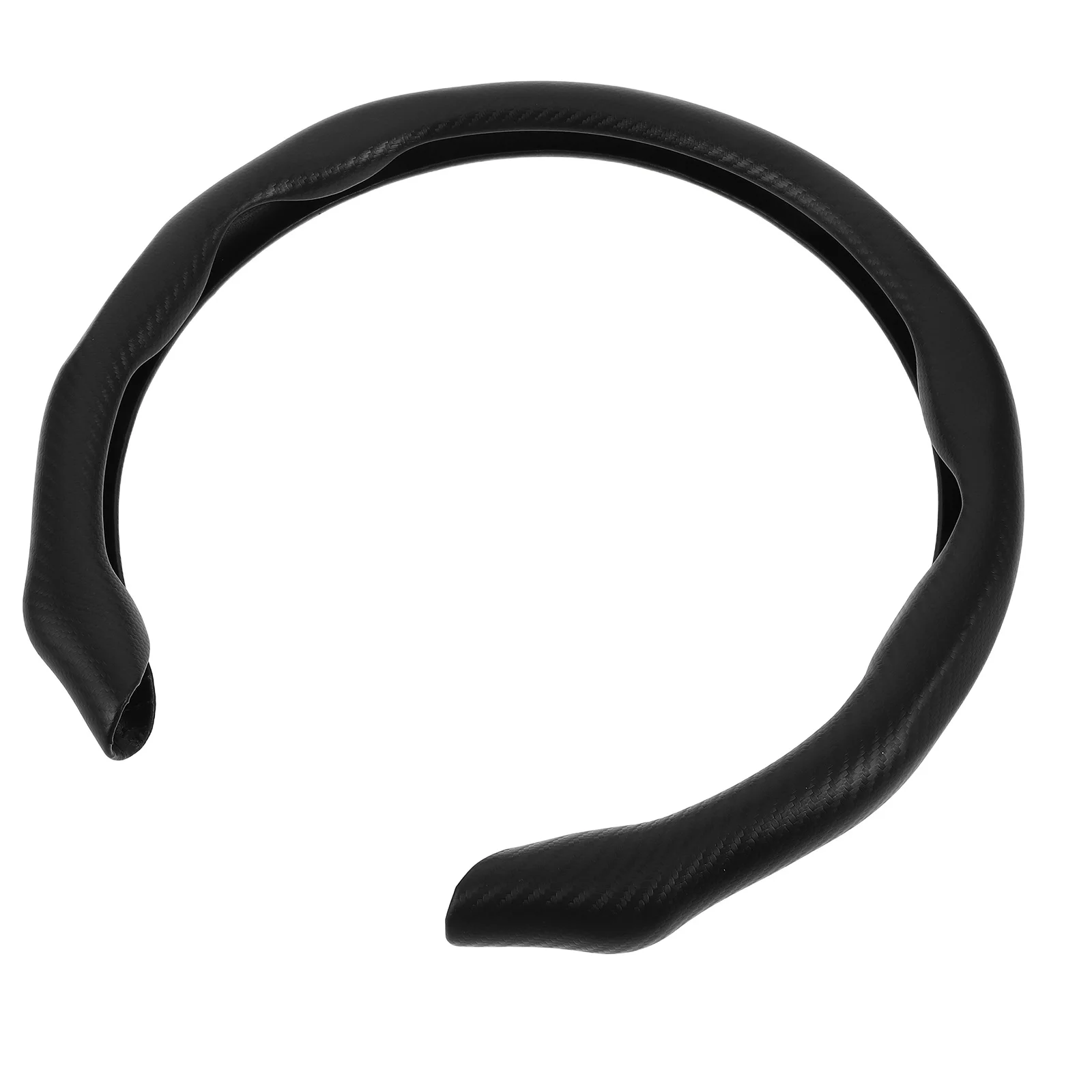 

Steering Wheel Cover Black Carbon Fiber Faux Non-Slip Universal Fit Car Interior Protection Automotive Accessory