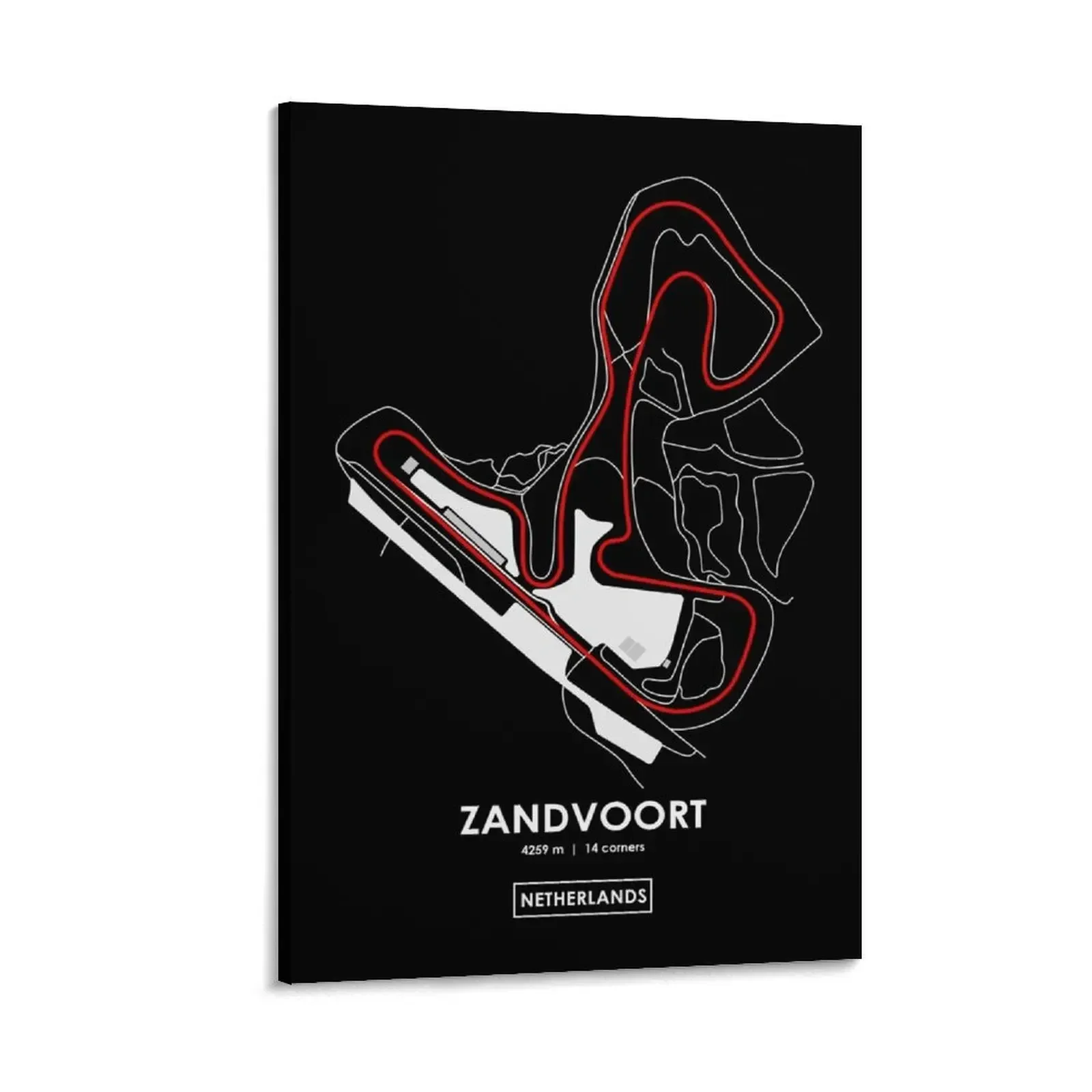 

ZANDVOORT - NETHERLANDS TRACK MAP 2.0 RED Canvas Painting Decoration home posters for room paintings wall decor
