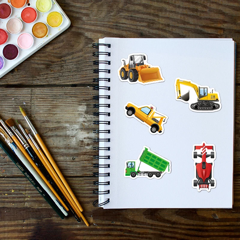 

Набор автомобильных наклеек, наклейки с строительной техникой, канцелярские принадлежности, игрушки, украшения для чашек, водонепроницаемые наклейки с мультяшными граффити.