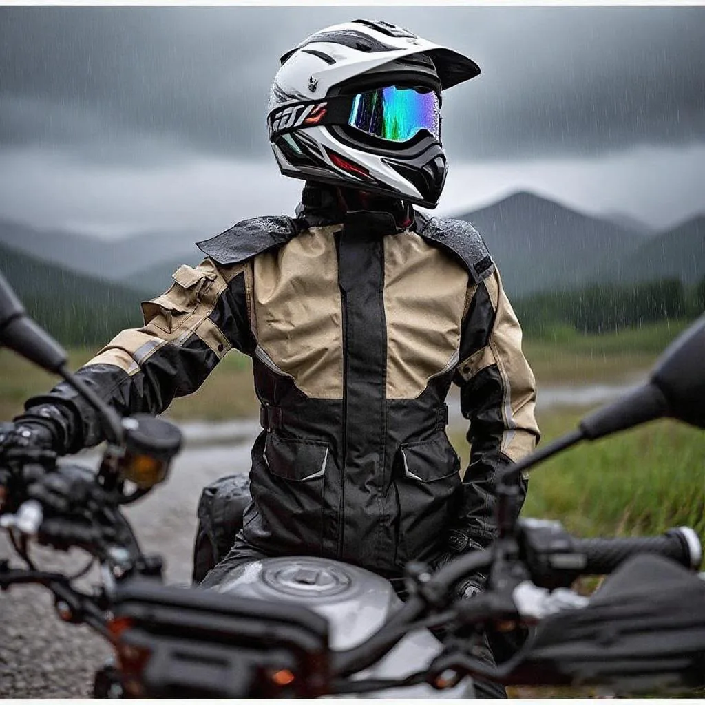 Men Women Waterproof Motorcycle Rider Raincoat Suit Set Reflective Light Raincoat For Riding Jacket Pants Set 10
