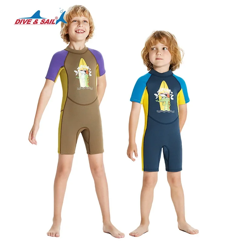

Children's 2.5mm Neoprene Shorty Wetsuit Warm One Piece Short Sleeved Kids Cold Proof Diving Surfing Snorkeling Swimming Suit