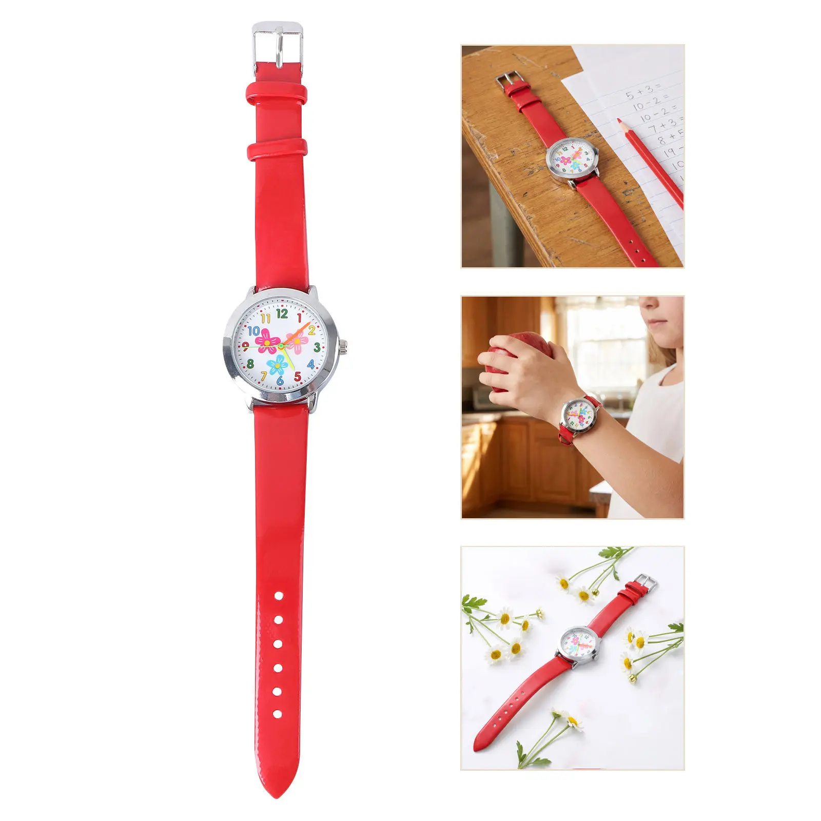 Creative Cartoon Digital Watch with Flower Pattern Precise Quartz Movement Comfortable Strap Birthday Gift for Students