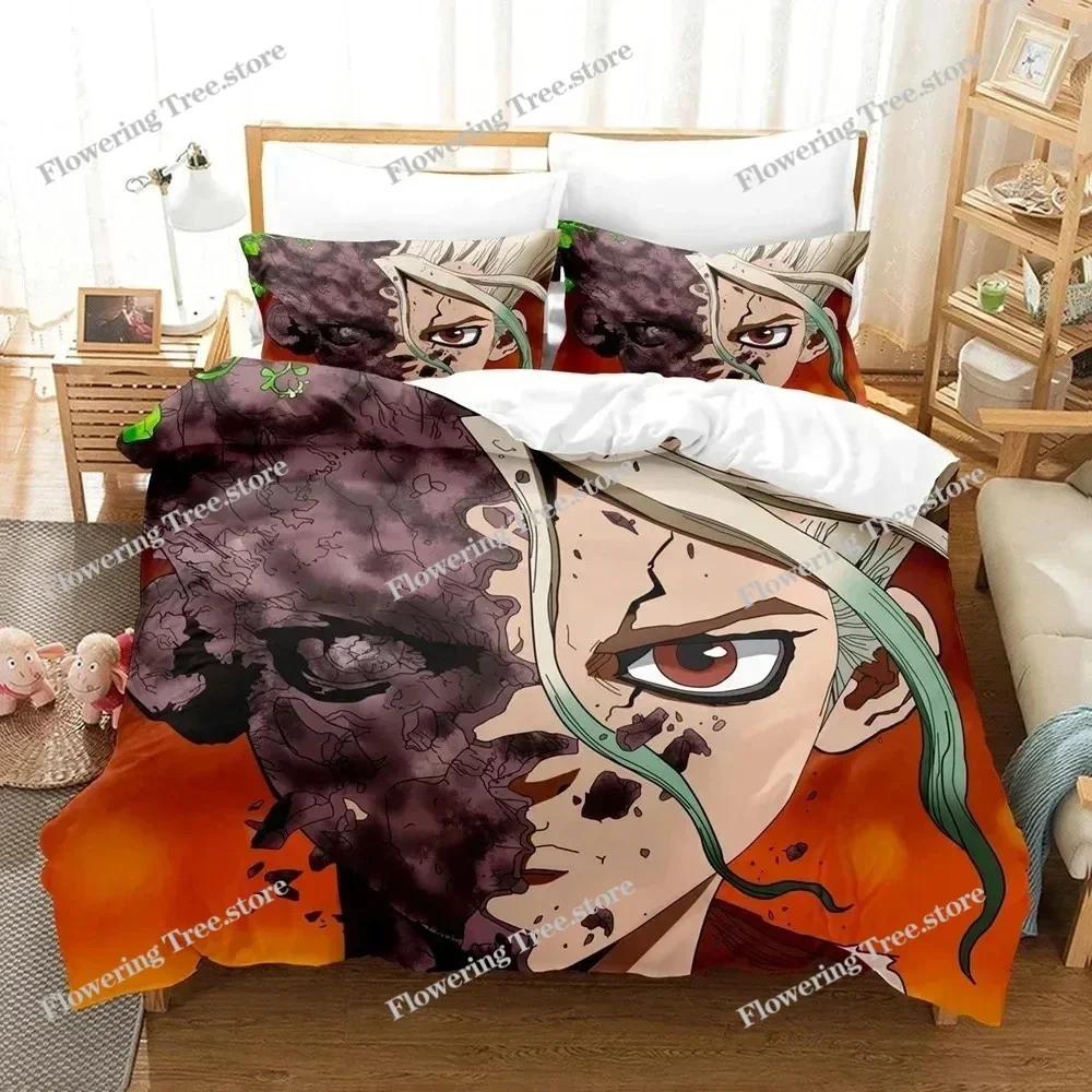 

Fashion 3D Shi Ji yuan Dr. Stone Bedding Sets Duvet Cover Set With Pillowcase Twin Full Queen King Bedclothes Bed Linen