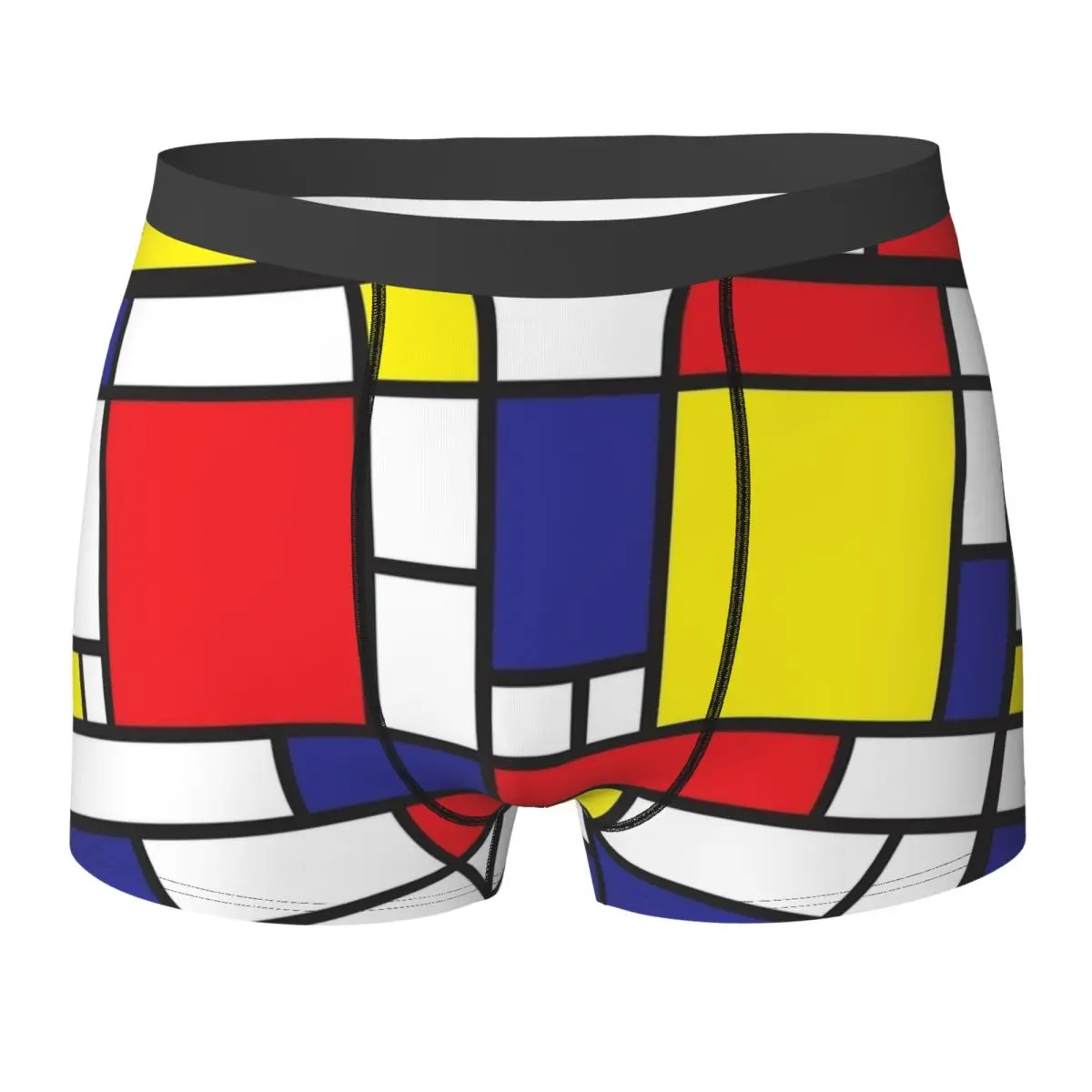 

Piet Mondrian Underwear Abstract Geometric Art Red Blue Yellow Rectangles Men's Panties Plain Boxershorts Hot Boxer Brief