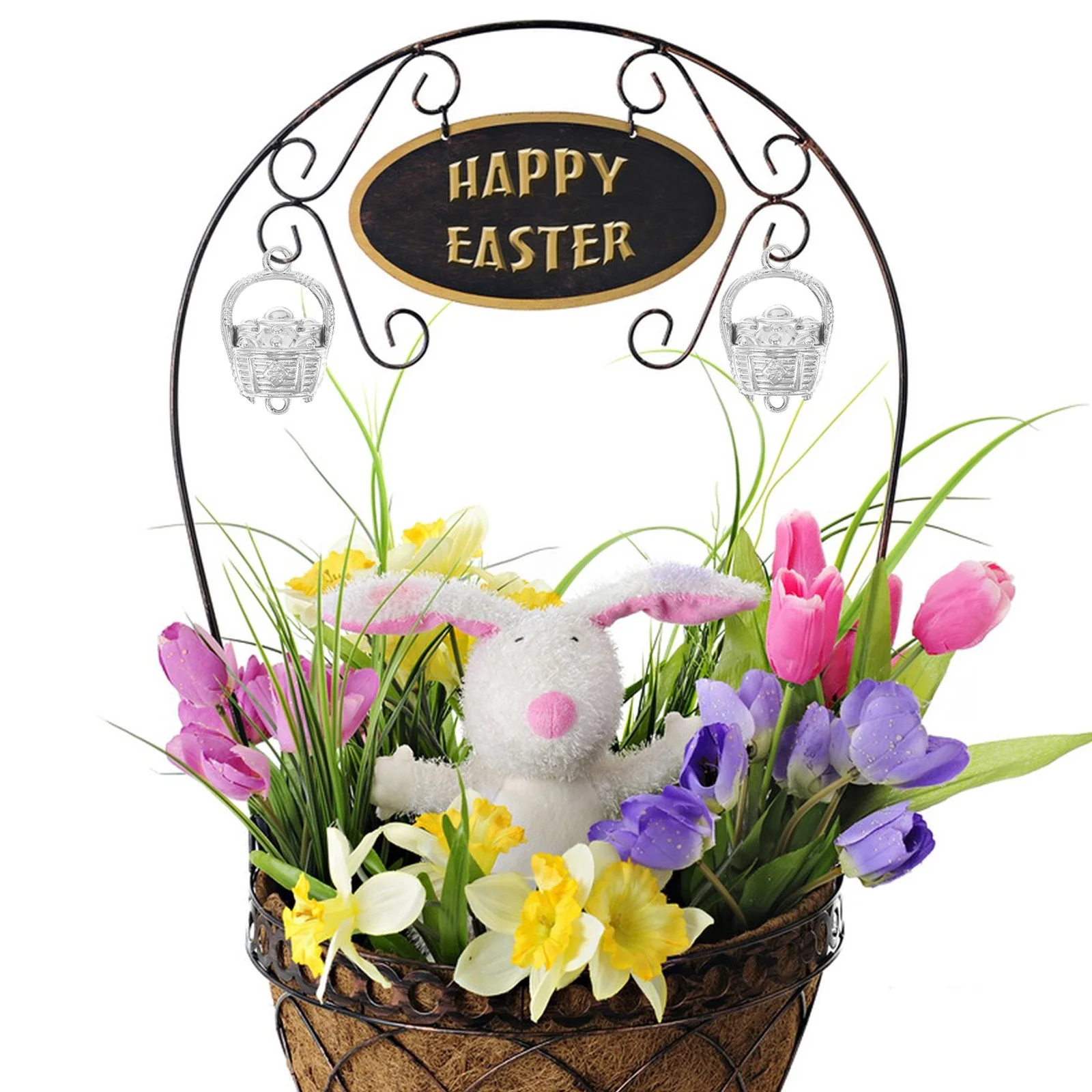 

40 Pcs Creative Small Flower Basket Hanging Decoration Bracelet Charms Decorations Pendants Plastic Festival Dangle Christmas