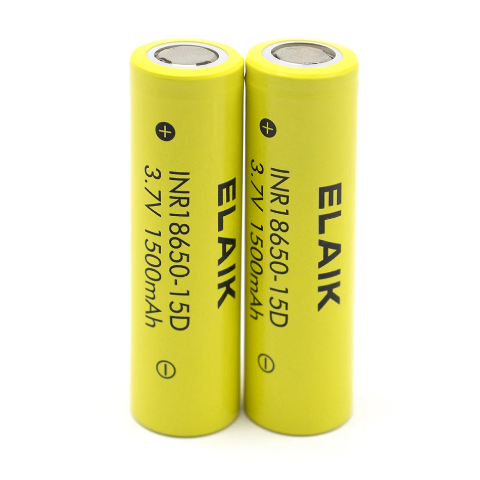 ELAIK INR18650 baterai isi ulang Li-ion 3.7V 1500mAh untuk lampu depan senter daya Lithium produk elektronik mainan obor