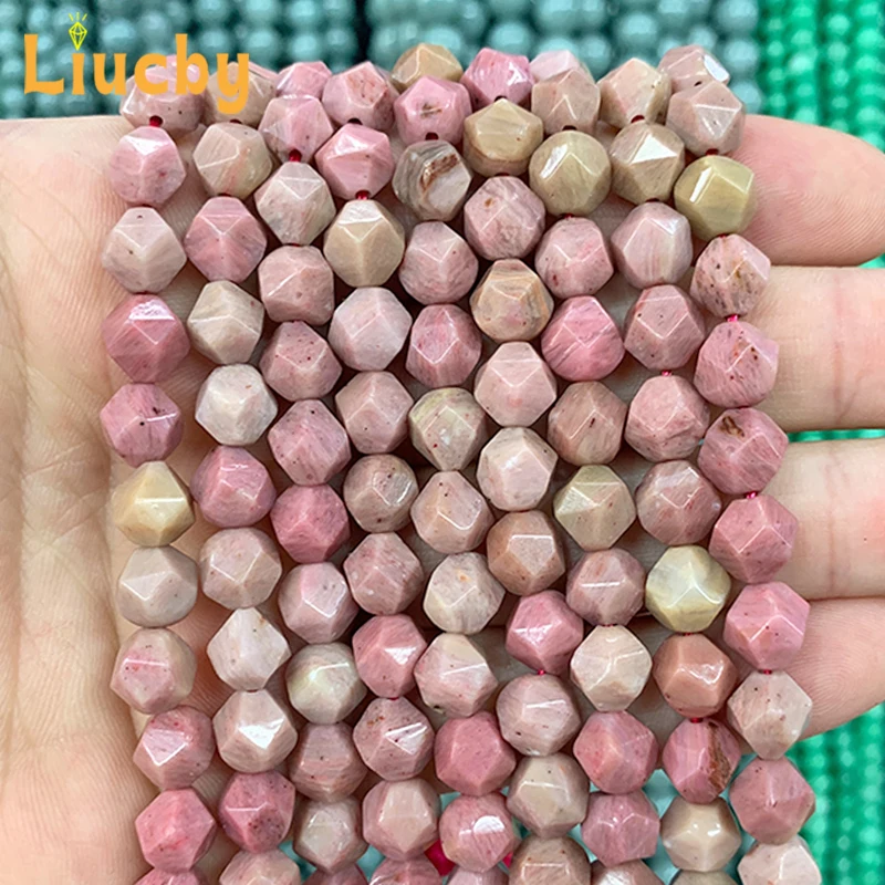 Elastic For Jewelry Making Natural Stone Faceted Redwood grain diamond Beads DIY Accessories Ear Studs Crafts 15