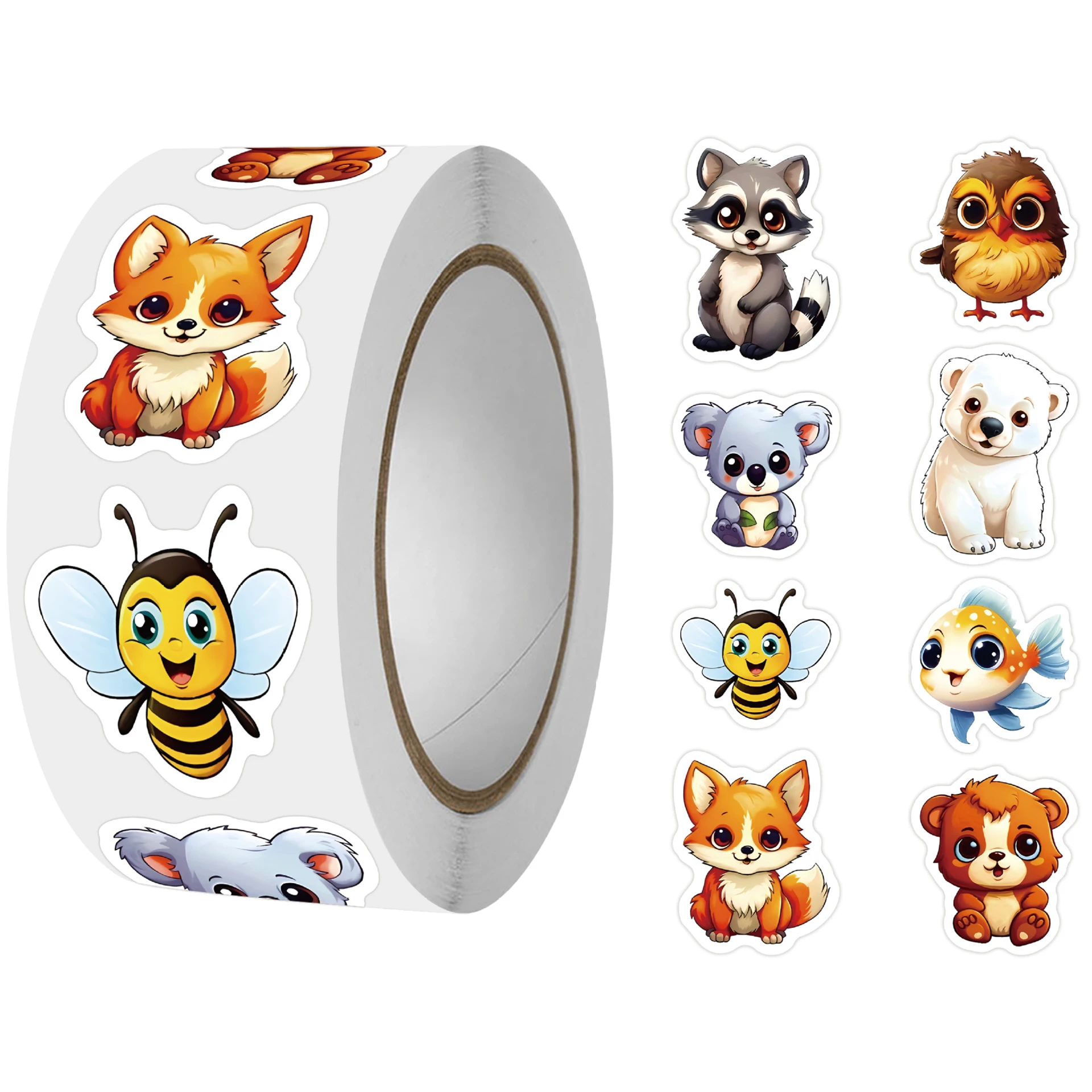 

50-500pcs Cute Animal Roll Stickers 500pcs Aesthetic Graffiti Decals, Multi-use DIY Supplies for Journal Scrapbooking