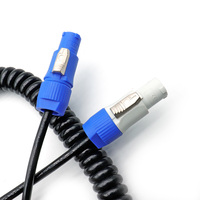 Powercon Coiled Cable 1m 2m 3m 4m 5m Spiral Extension Cord with Blue/Whit Locking Connectors for Stage LED Lighting Audio