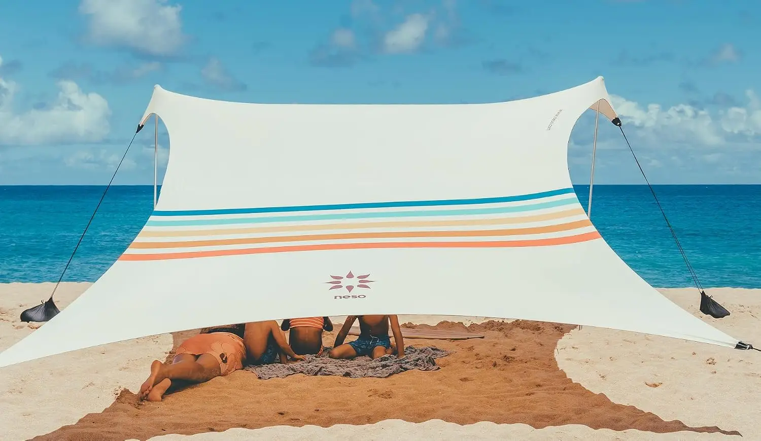 Portable Beach Tent Sun Shelter with Sand Anchor - Lightweight Shade Canopy - Easy Setup - UPF 50+ - 7x7ft Rainbow