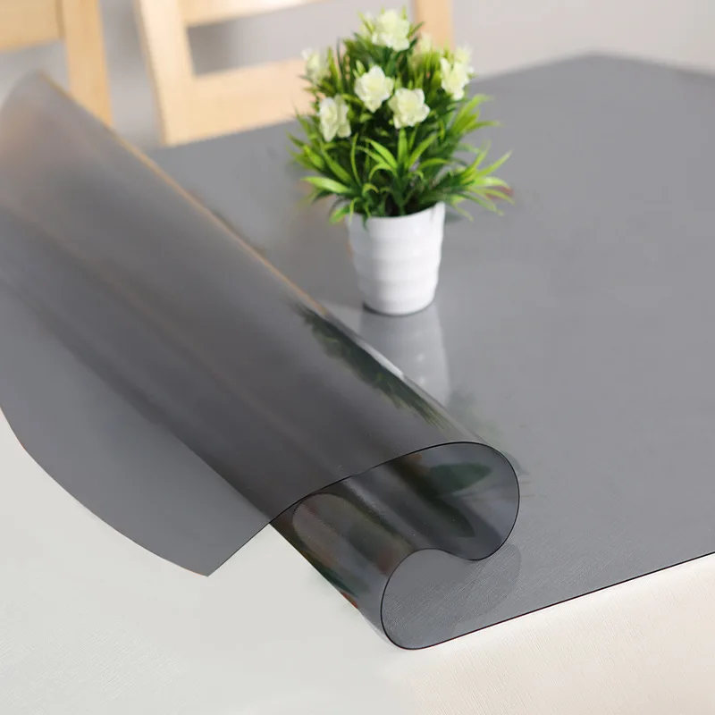 Cross-Border Matte Black1.5mmPVCTablecloth Square Soft Glass Waterproof Table Mat Plastic Disposable Oil-Proof Tablecloth