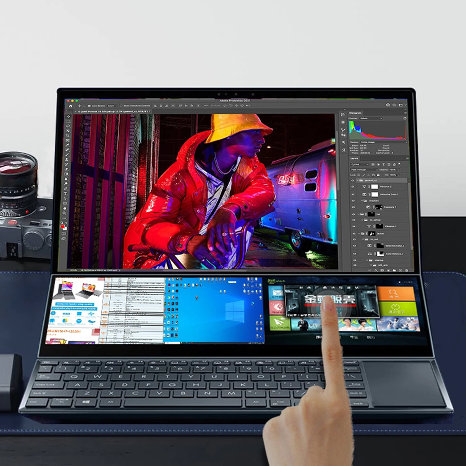 Dual-screen E-sports Laptop I7 9750H Combination of a 16-inch Screen and a 14-inch Touchscreen Windows 11 Pro gaming laptop