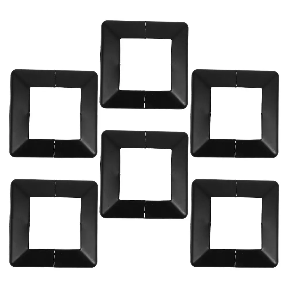 6pcs Deck Post Covers 8X8Cm Black Pvc Split Design For Railings Fences Porch Columns Railing Base Cover Plate Fence Post