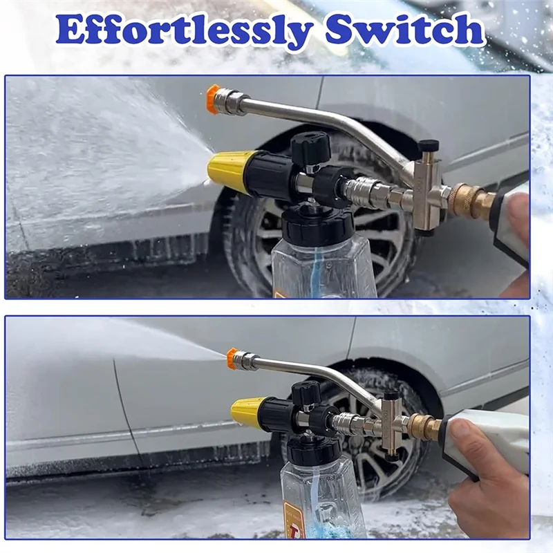 AT19-canñón de espuma para lavadora a presión con accesorio de doble conector, para cañón de jabón, accesorio de doble punta para lavadora eléctrica, herramienta diaria