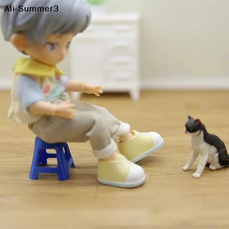 5Pcs Simulation Mini Plastic Stools Small Chairs Model 1/12 Dollhouse Furniture Set Dolls House Decor Pretend Play Toy For Kids