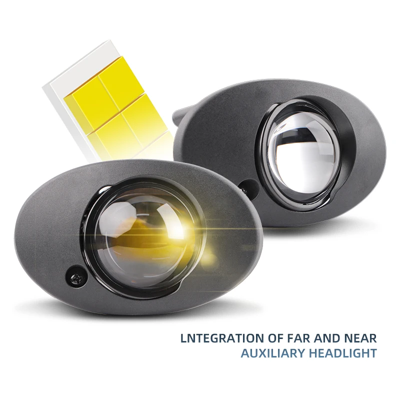 

2PCS 12V Yellow Light 2.0 Fog Light For Honda Bi LED Projector Lens Led Headlights Car 2Inch Fog Lamp