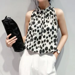 Summer New Korean Floral Sleeveless Loose Tanks Print Off Shoulder All-match Sweet Shirt Tops Fashion Temperament Women Clothing