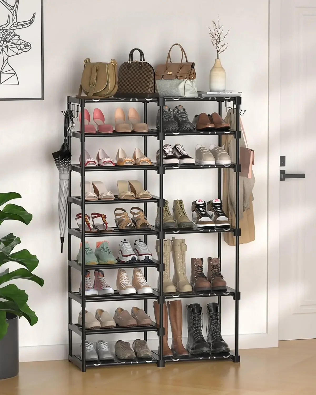 9 Tier Shoe Rack Storage Organizer for Entryway and Closet, 32-40 Pairs Shoes Shelf Organizer, Large Shoe Shelf for Boot