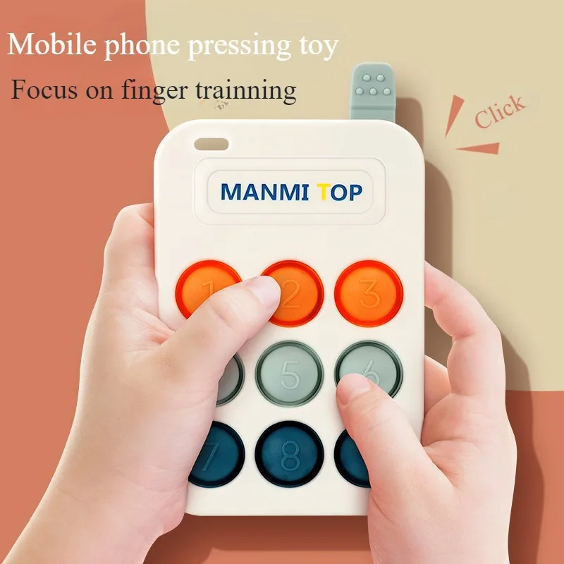 Children's puzzle early education mobile phone number press music toy soft rubber soothing finger press bubble music