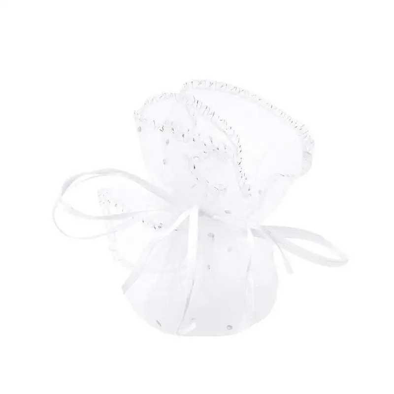 50pcs 25cm/35cm drawstring white round organza pouches wedding party christmas favor gift bags