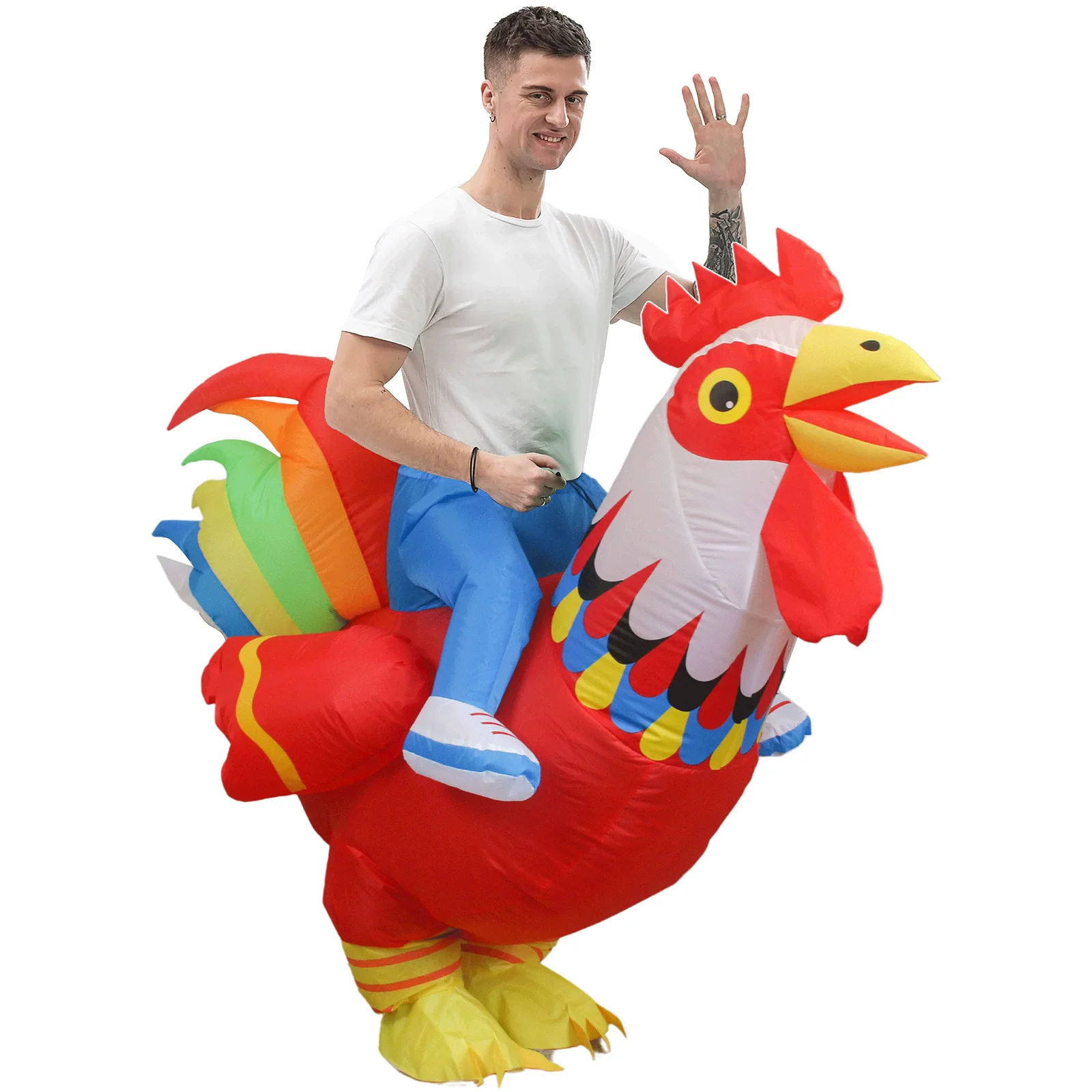 Cosplay Haan Opblaasbare Mascotte Kostuum Cock Blow Up Outfit voor Familie Caroon Pop Grappige Ceremonie Prestaties Feestjurk Prop