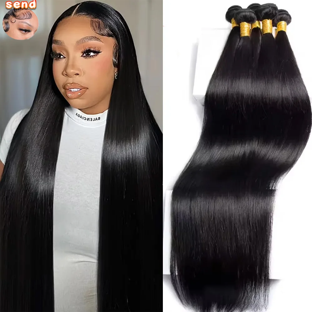 

8-36 дюймов, прямые пучки человеческих волос 3/4 шт., 16 А, 100% бразильские необработанные человеческие волосы Remy, натуральные черные пучки плетения