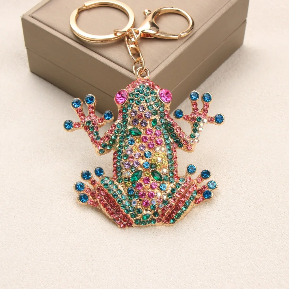 Exquisite Diamond Studded Frog Keychain New Fashionable Animal Versatile Backpack Accessory Hanging Decoration
