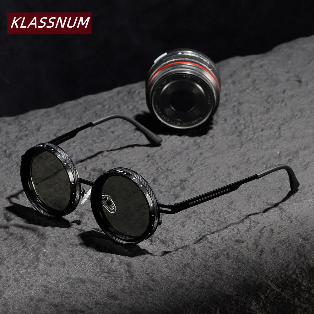 

Color-Changing Steampunk Rotatable Lens Polarized Sunglasses 9-Speed Adjustable Lens Brightness Round Frame Sun Glasses Eyewear