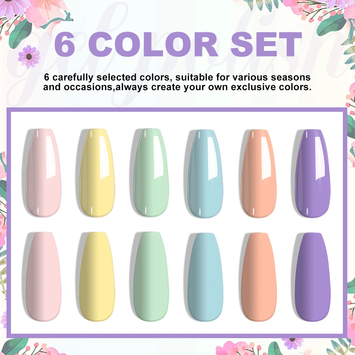 LIMEGIRL Nail Gel Polish Set, Manicure High Gloss Semi Permanent Soak-off Enamels Kit, Colorful Nail Gel for Nail Art Salon