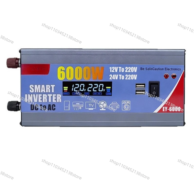 Intelligent Digital Dual Voltage Inverter DC12V24V48V60V To 220V6000W Outdoor Power Supply