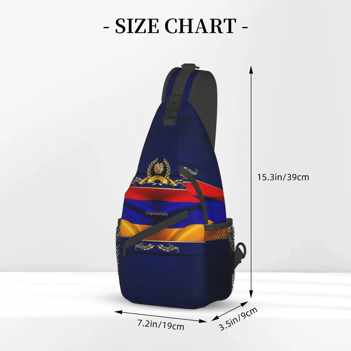 Golden Armenia Sling Bags Chest Crossbody Shoulder Backpack Hiking Travel Daypacks Armenian Flag Pattern Bag