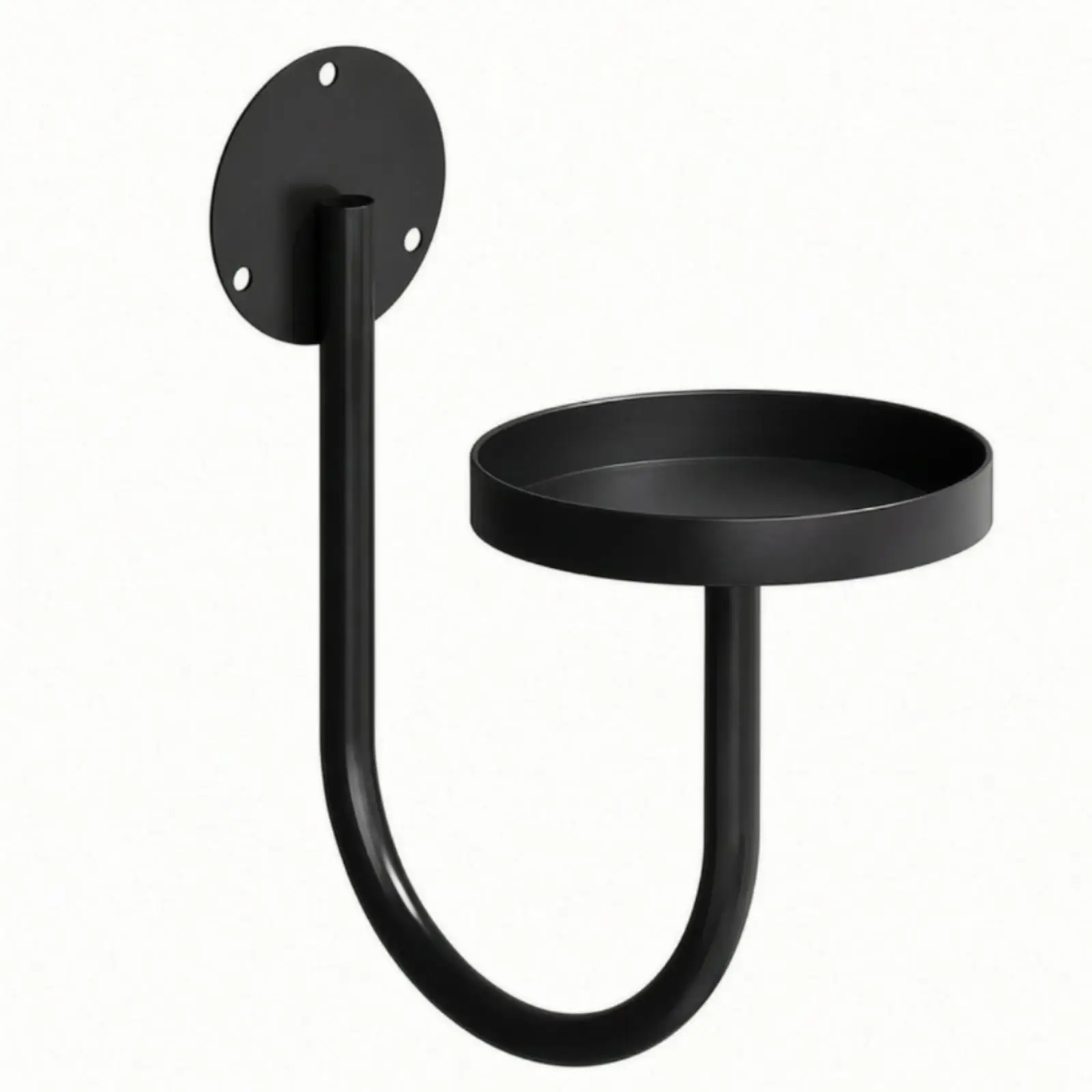 4 Pieces Black Metal Wall-Mounted Plant Holder Easy to Clean Wall Plant Holder with Circular Platform Floating Shelf Indoor